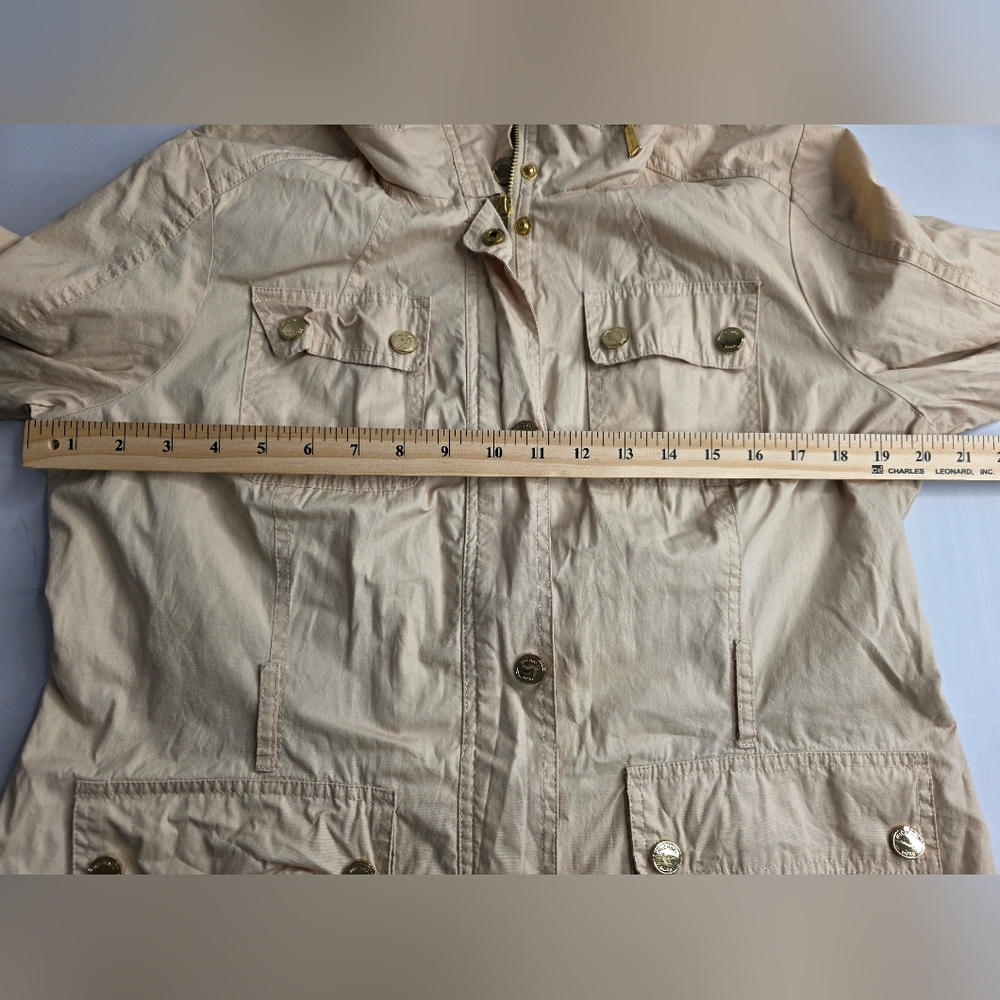 Michael Kors L Tan/Gold Hooded Anorak Jacket Cb-2413 - Picture 9 of 14